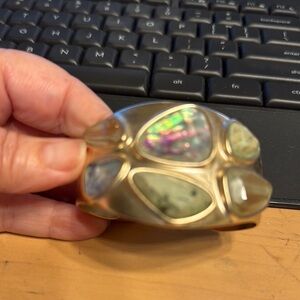Kendra Scott Gold Bracelet with Iridescent and Green Stones